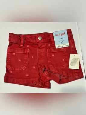 NWT Cat & Jack Girls Red Star Print Shorts 3T Ultimate Stretch